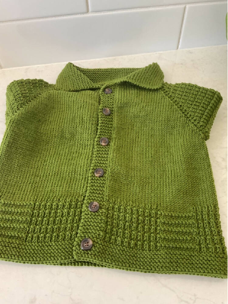 Hand knitted Green Jacket, Size 1-2 years | Winter Knitted Cardigan