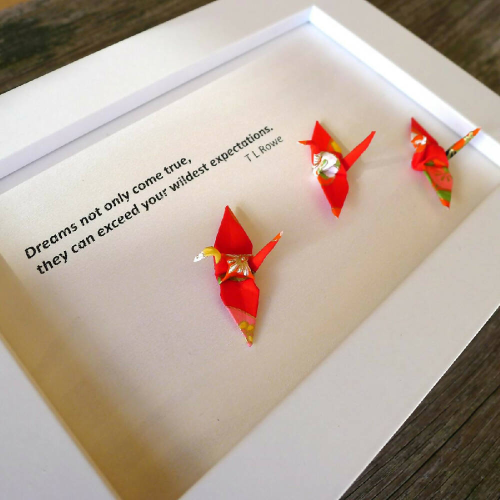 Framed unique gift with quote and good luck cranes