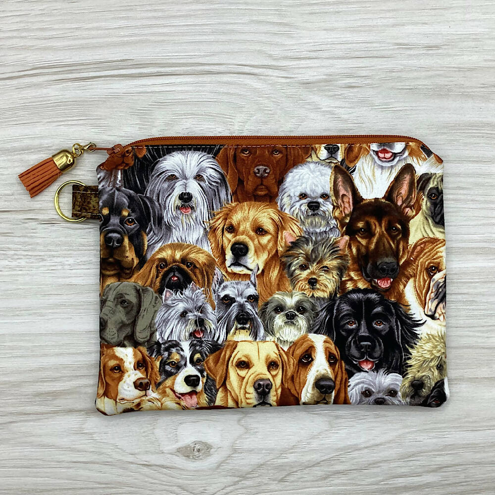 Mixed Dog Breeds Zip Pouch (21cm x 16cm) Fully lined, lightly padded
