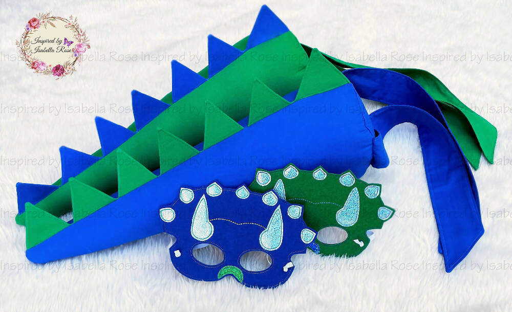Dragon fabric wings, Dragon Tail, Embroidered Mask, Made to order
