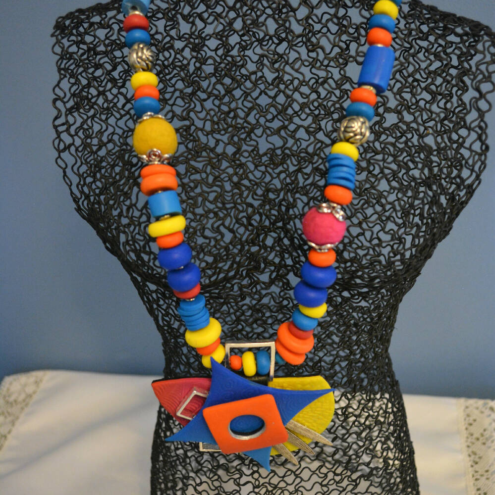 Mixed Media Multi Coloured Necklace