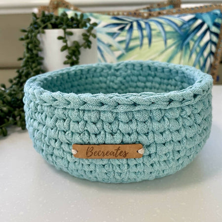 Crochet handmade basket - Seafoam medium