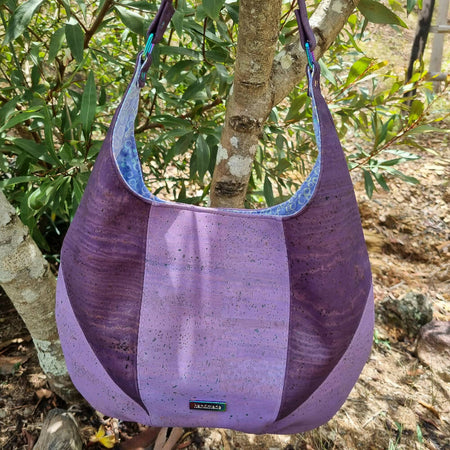 Purple and Lilac Cork Handbag - Purple Estrella