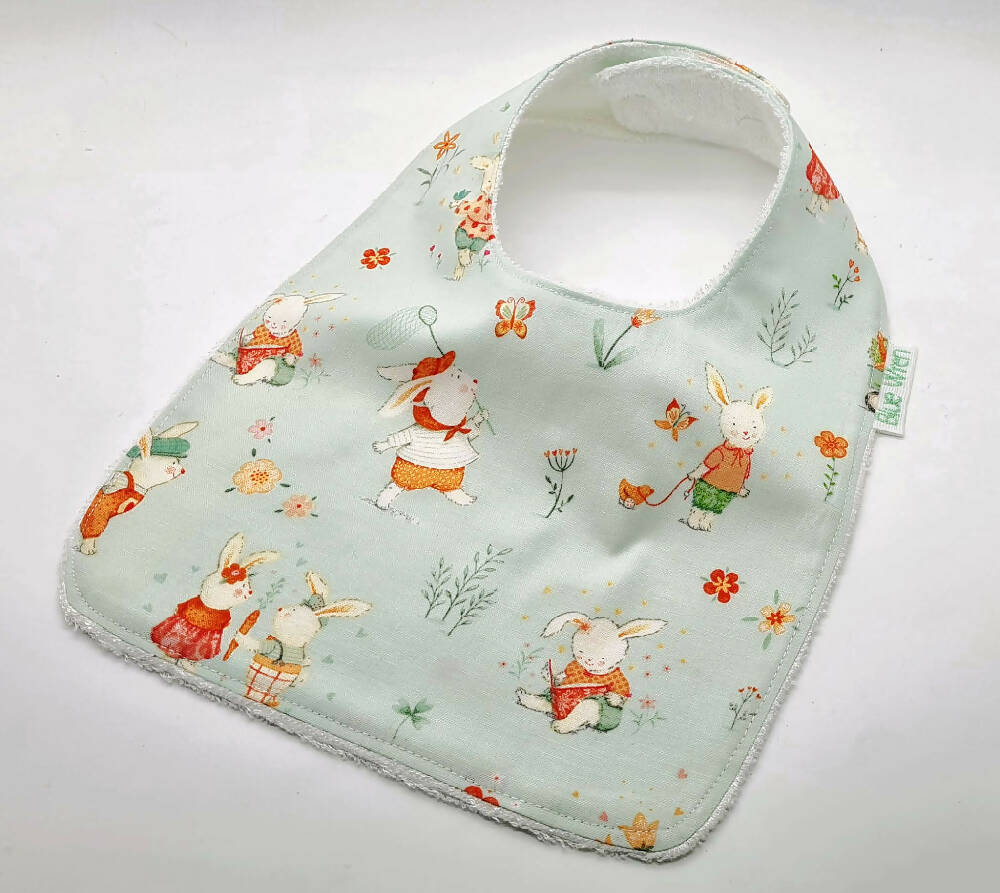 Baby Bib Bunnies on Cotton Fabric