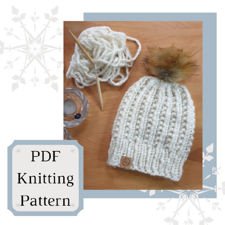 EASY CHUNKY KNIT Pattern, Chunky Beginner Knitting, Unisex Adult Beanie, Quick Knit, Instant PDF Download