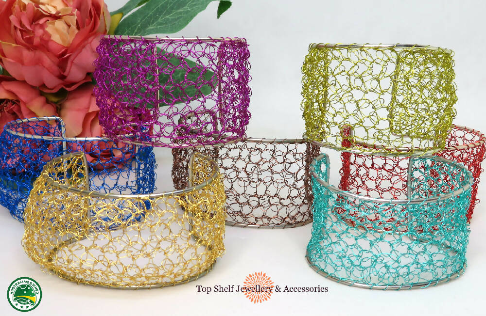Pearls Crochet Wire Bracelet and Earring Set