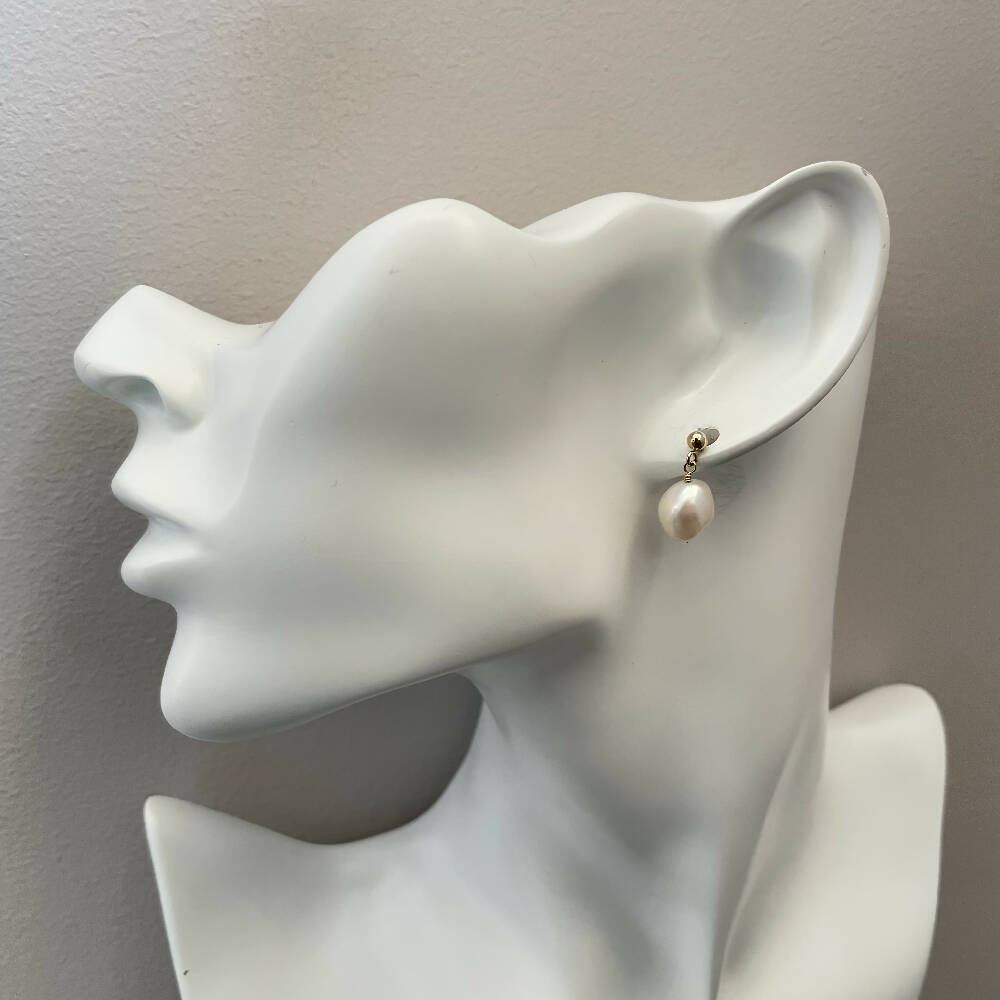 14K Gold filled freshwater pearl drop earrings (baroque pearl)