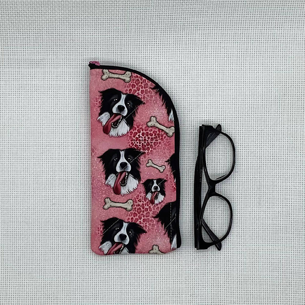 Border Collie Dogs glasses case for sunglasses, reading, spectacles - 3 designs.