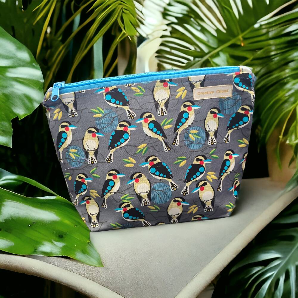 Handmade Kookaburra Zippered Lined Pouch