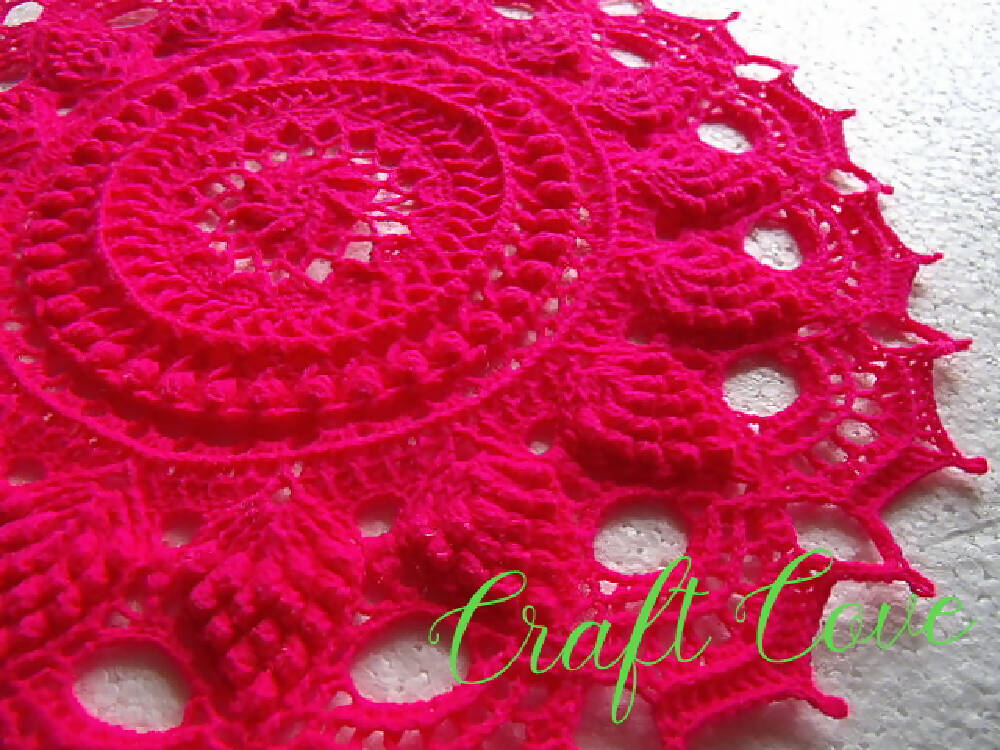 Textured Doily in Hot Pink intricate 3d look