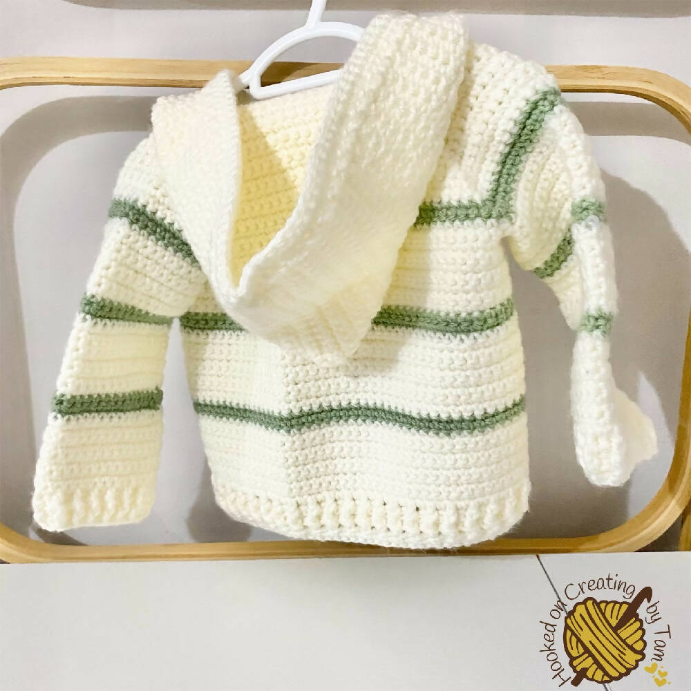 Handmade crochet baby hooded jacket 3 months