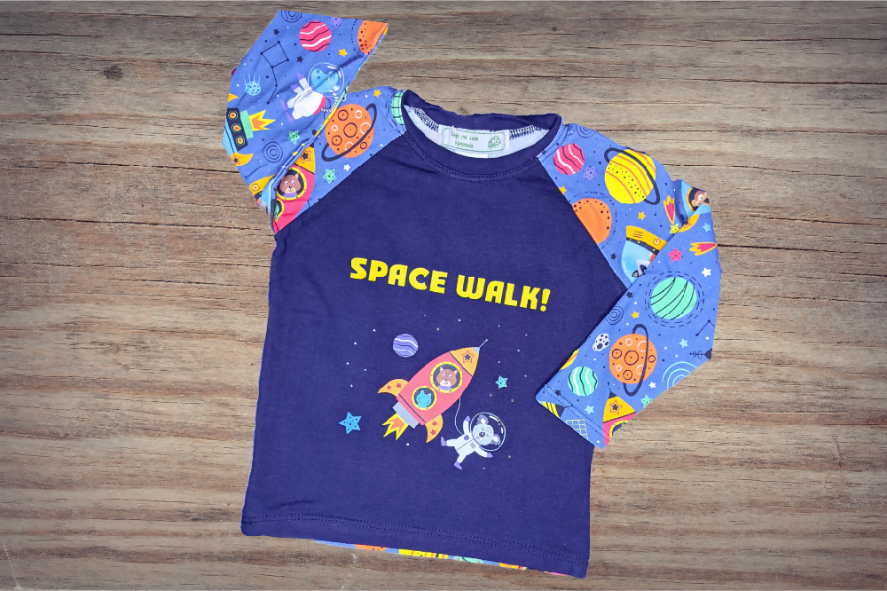 Baby Boys Long Sleeve Tee, Space Walk Panel, Sizes 1