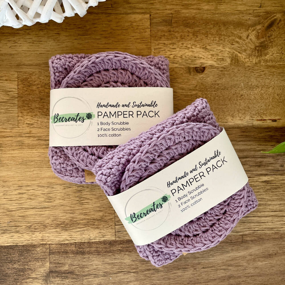 Pamper Pack - Body & Face scrubbie set - Lavender