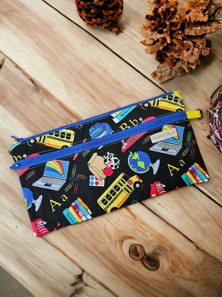 Handmade Pencil Case Zippered Cars and Truck Design