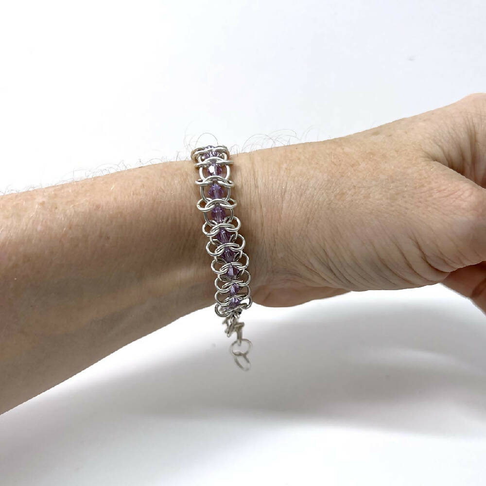 Centipede | Sterling silver chain bracelet with crystals