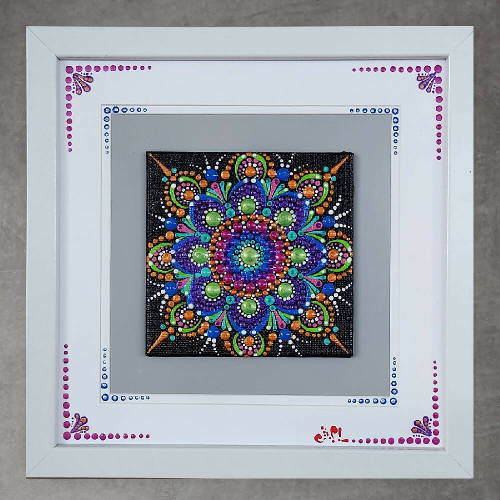 Framed Dot Art called "Florabunda "