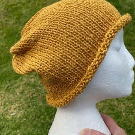Hand Knitted Slouchy, Cotton Beanie, Vegan Slouchy