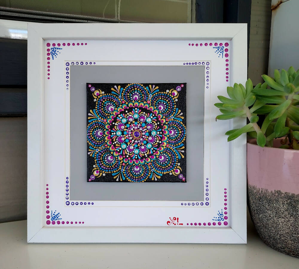 Framed Dot Art called "Florabunda "