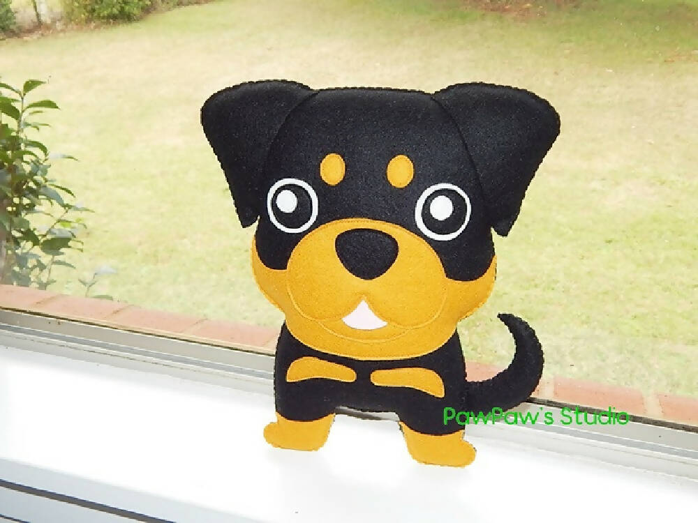 Rottweiler Plush - Softie - Dog - Wool Felt
