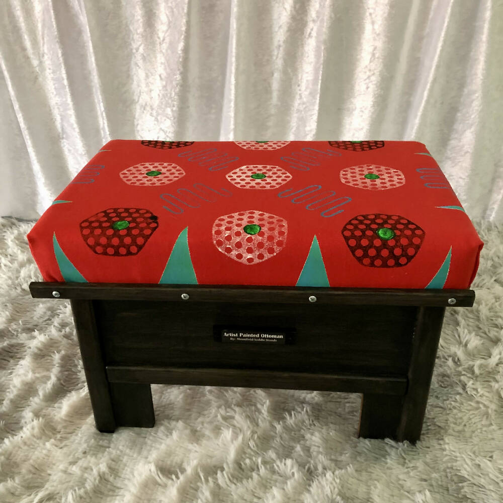 Ottoman storage box 15 - Wooden handmade fabric covered box
