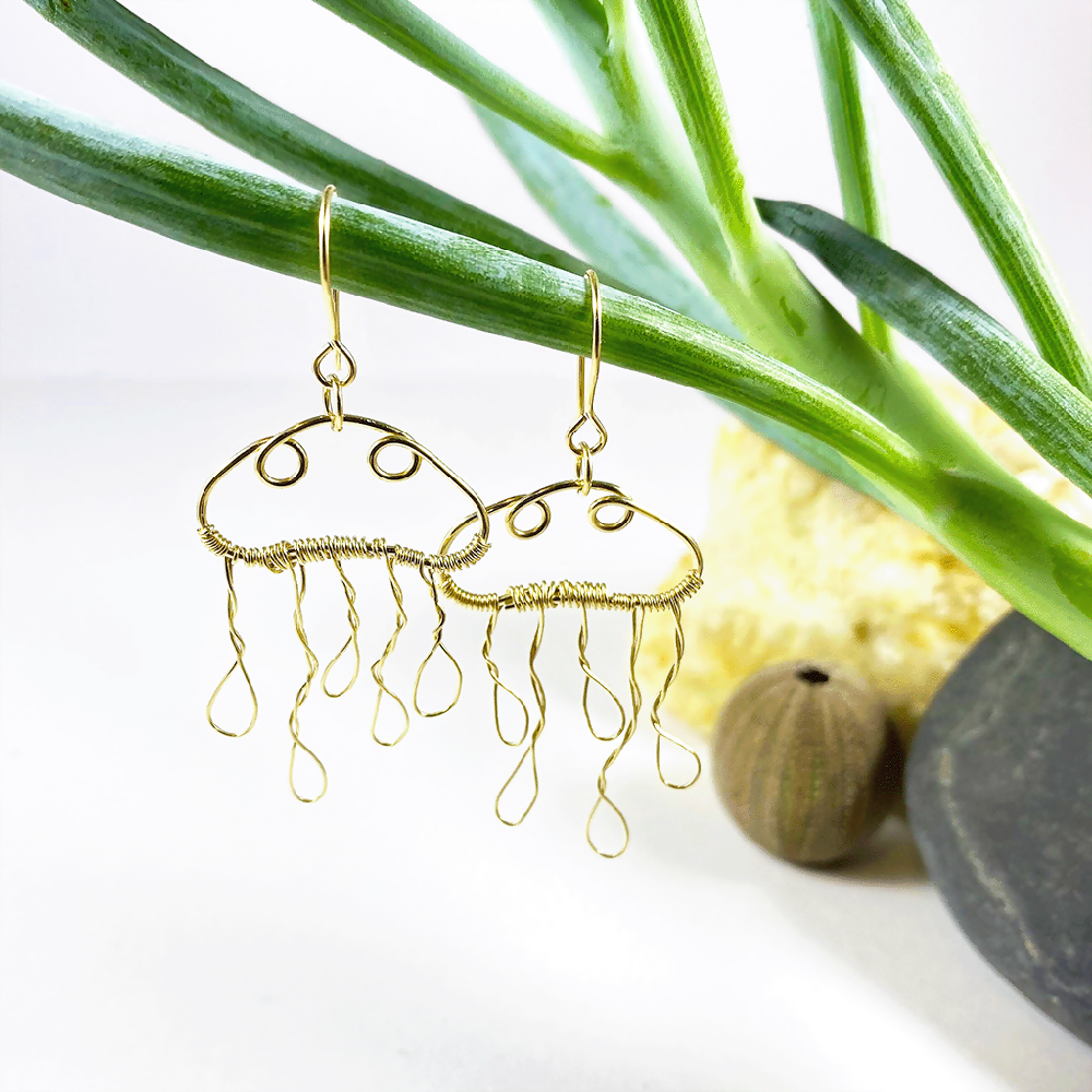 14K Gold Filled Jellyfish Dangle Earrings