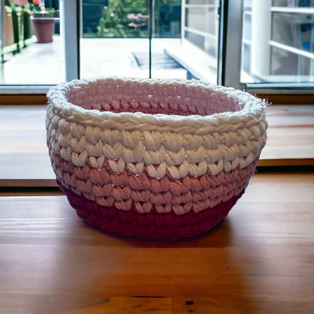 Crochet Handmade Basket Storage Organiser - tri colour