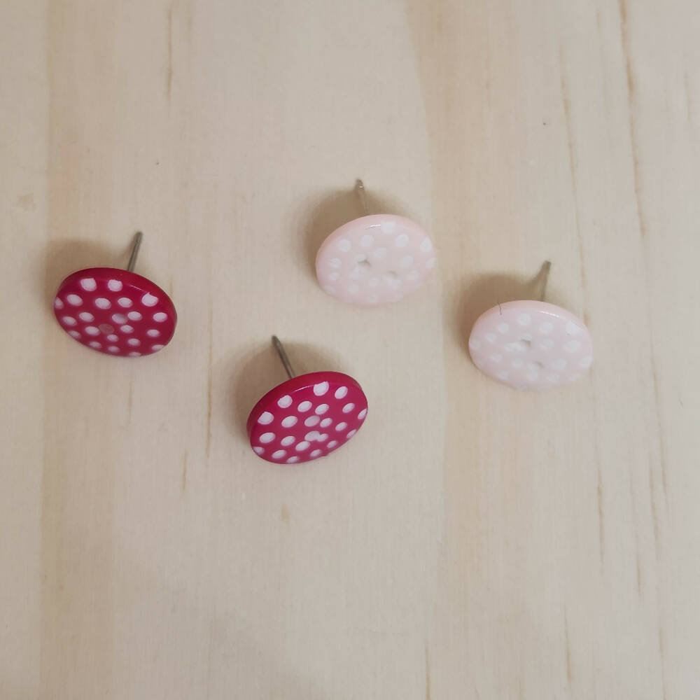 Stud Earrings Button Pink Spot A2B (5)
