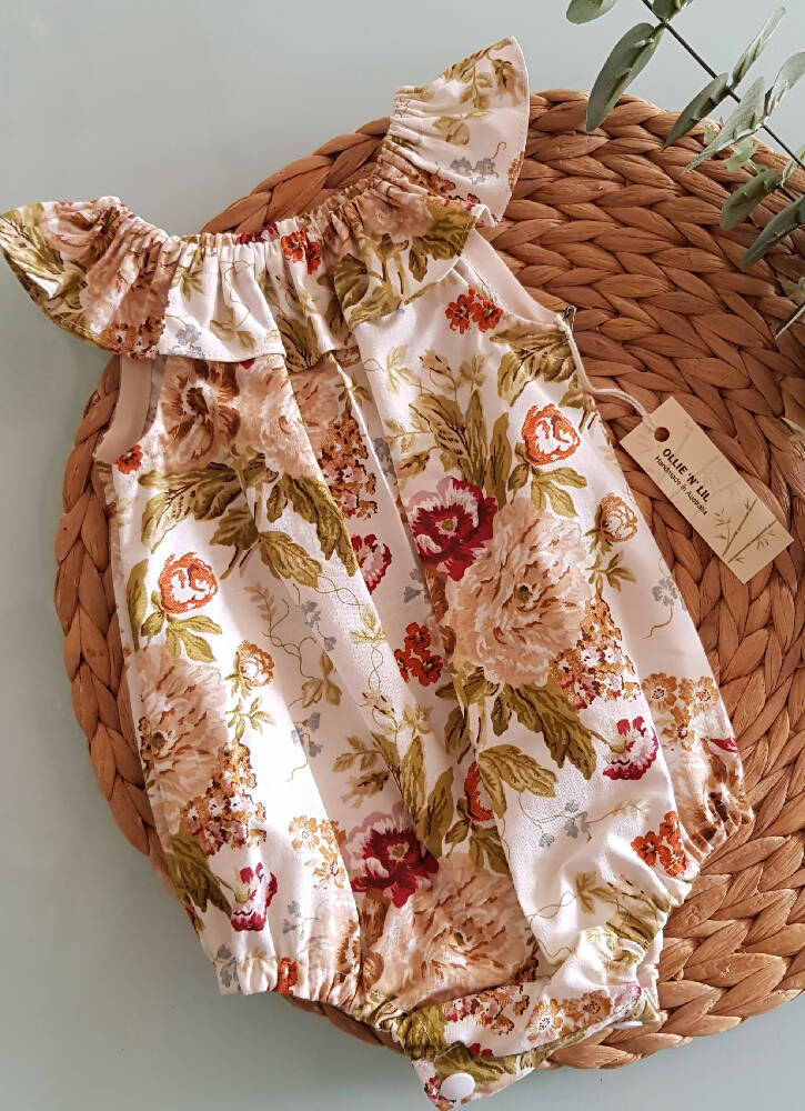 Baby Girls Christmas Floral Playsuit - Cream
