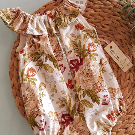 Baby Girls Christmas Floral Playsuit - Cream