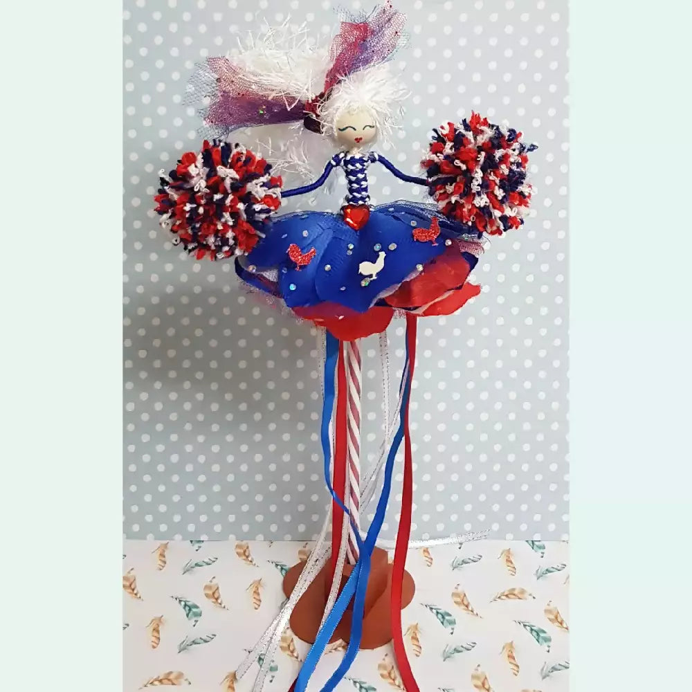 Cute Cheerleader Fairy Flower Doll Ornament with Removable Wand and Stand
