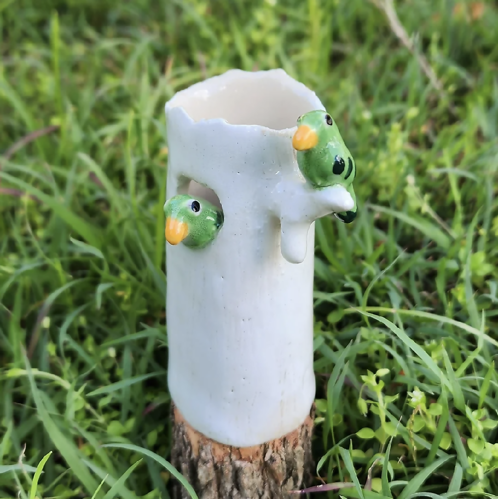 Perched Parakeet Vase (Mini)