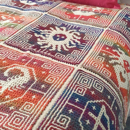 Zodiac crochet single bed blanket