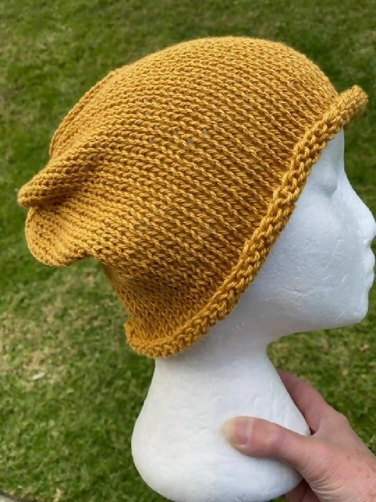 Hand Knitted Slouchy, Cotton Beanie, Vegan Slouchy