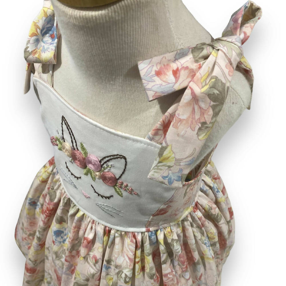 SIZE 3 Hand Embroidered Floral Tie Shoulder Dress