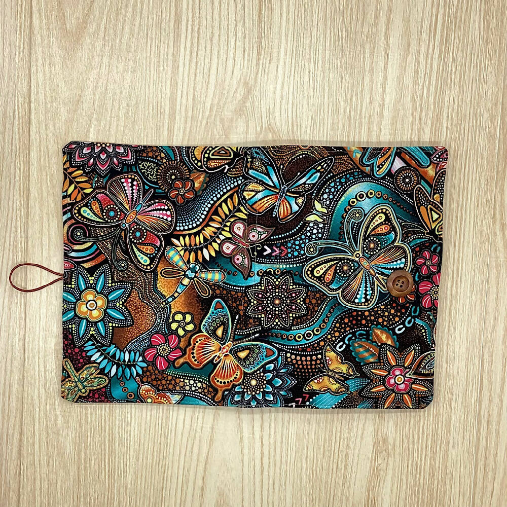 Indigenous Butterflies refillable A5 fabric notebook cover gift set - Incl. book and pen.