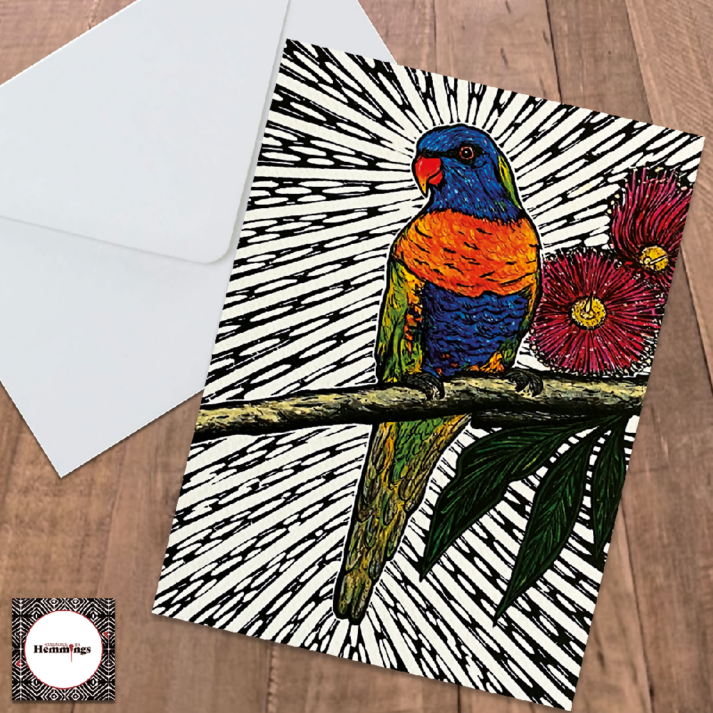 Bundle 4 Brightly Coloured Linoprint Greeting Cards + Envelopes