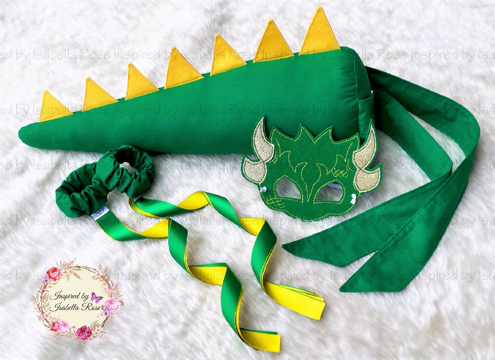 Dragon fabric wings, Dragon Tail, Embroidered Mask, Made to order