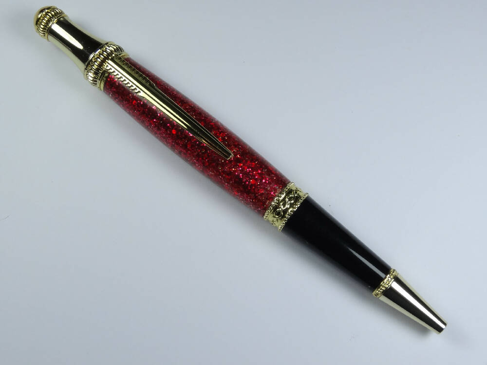 Red Sparkle Resin Lancer Pen