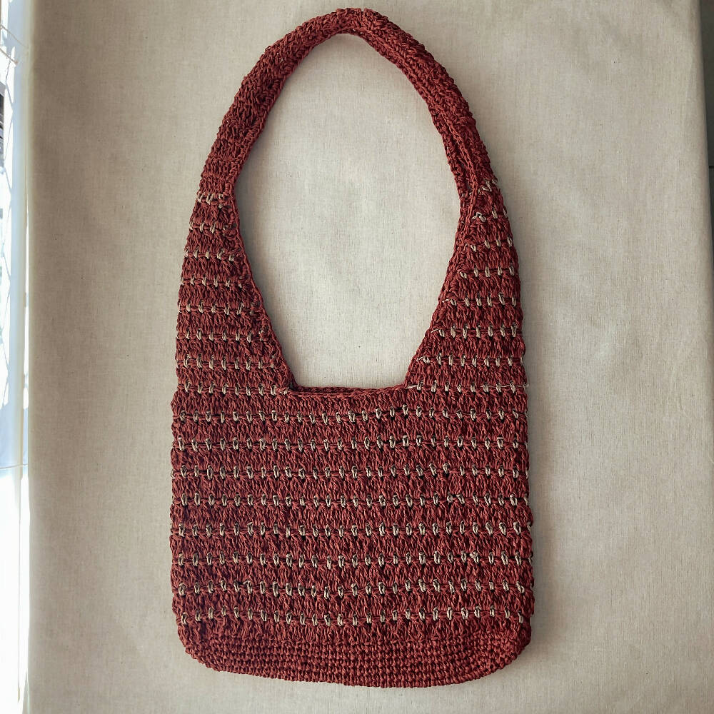 Cosy-chic Paper Yarn Hobo Style Bag - Red Brown