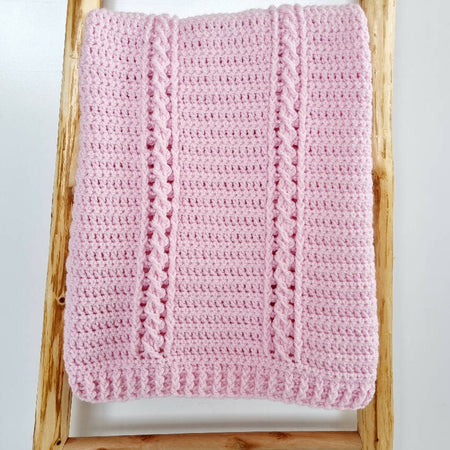 Baby Blanket Afghan Chunky Baby Pink Cabled Newborn
