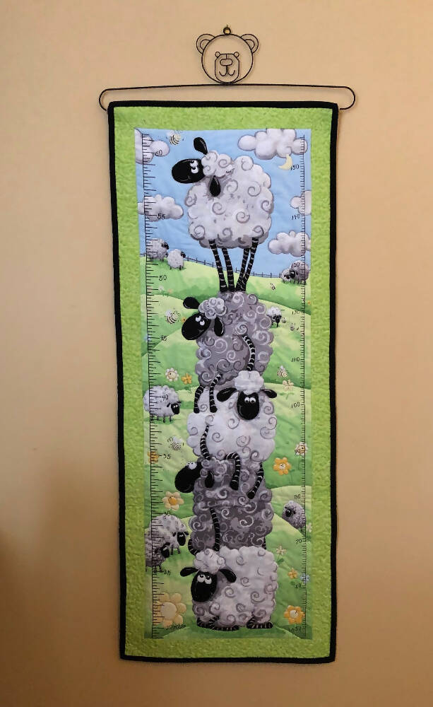 Sheep Grow Chart Wall Hanging Quilted