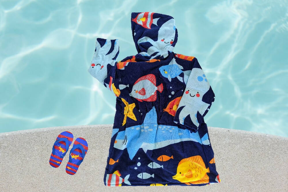 Boys SWIM ROBE Under the Sea, Size 4