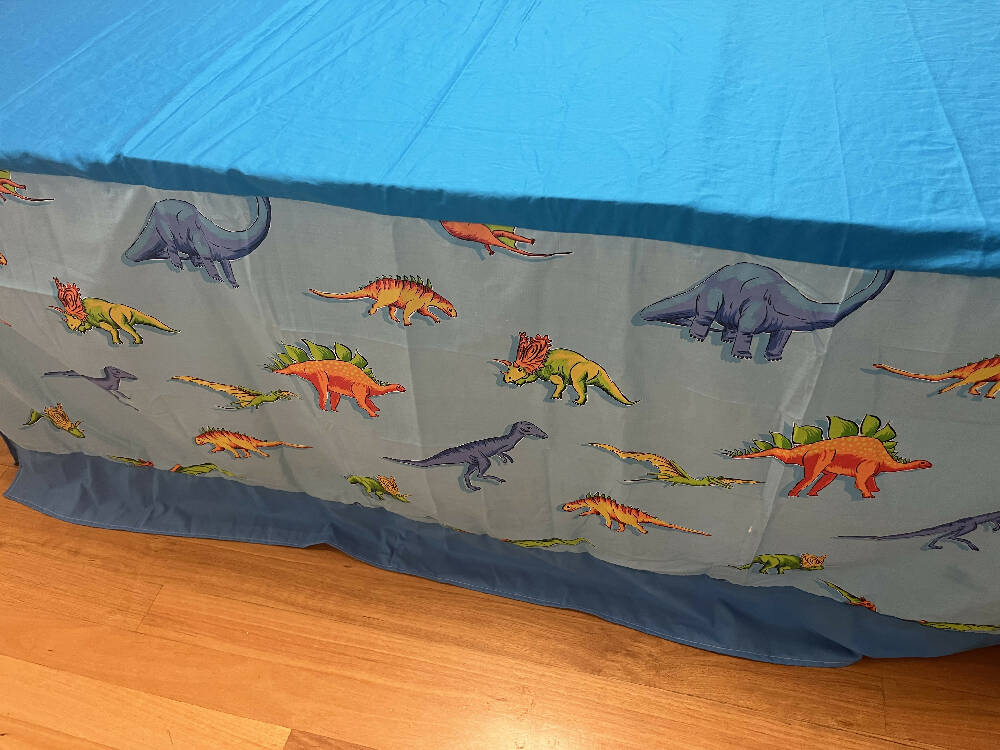 Handmade Fabric Table Cubby - Bright Dinosaur Print 180 x 100cm