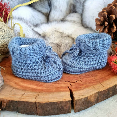 Baby Booties Slate Blue Newborn Crochet Knit Shoes Socks