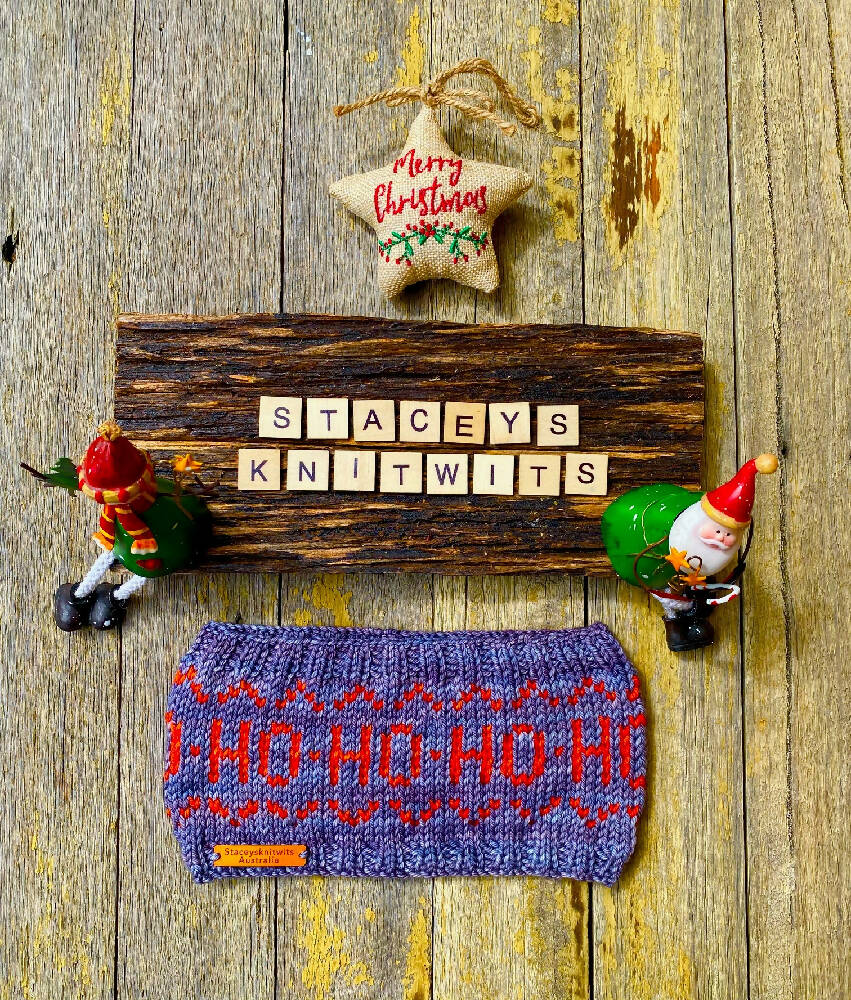DOWNLOAD - Knitting Pattern - Christmas Headband, HoHoHo Headband Pattern