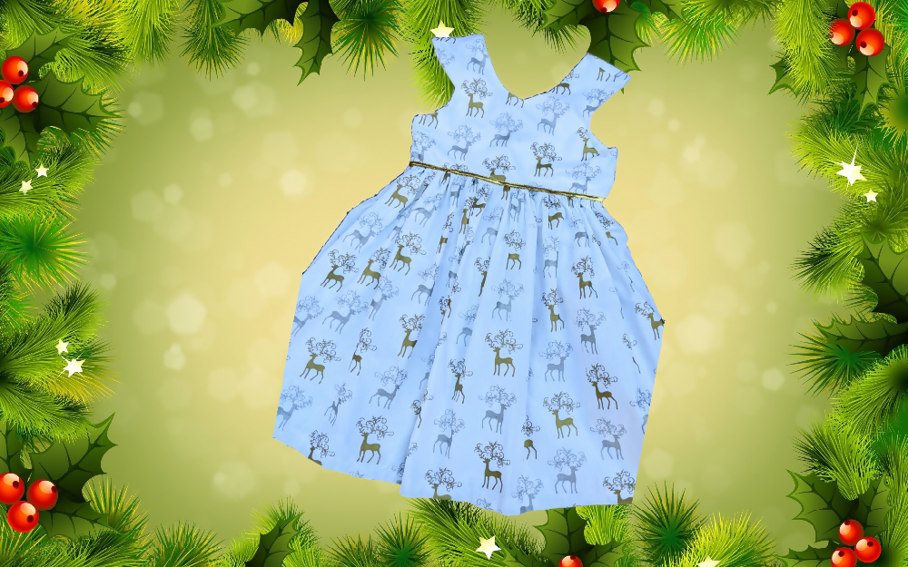 Christmas Dress, Metallic Reindeer