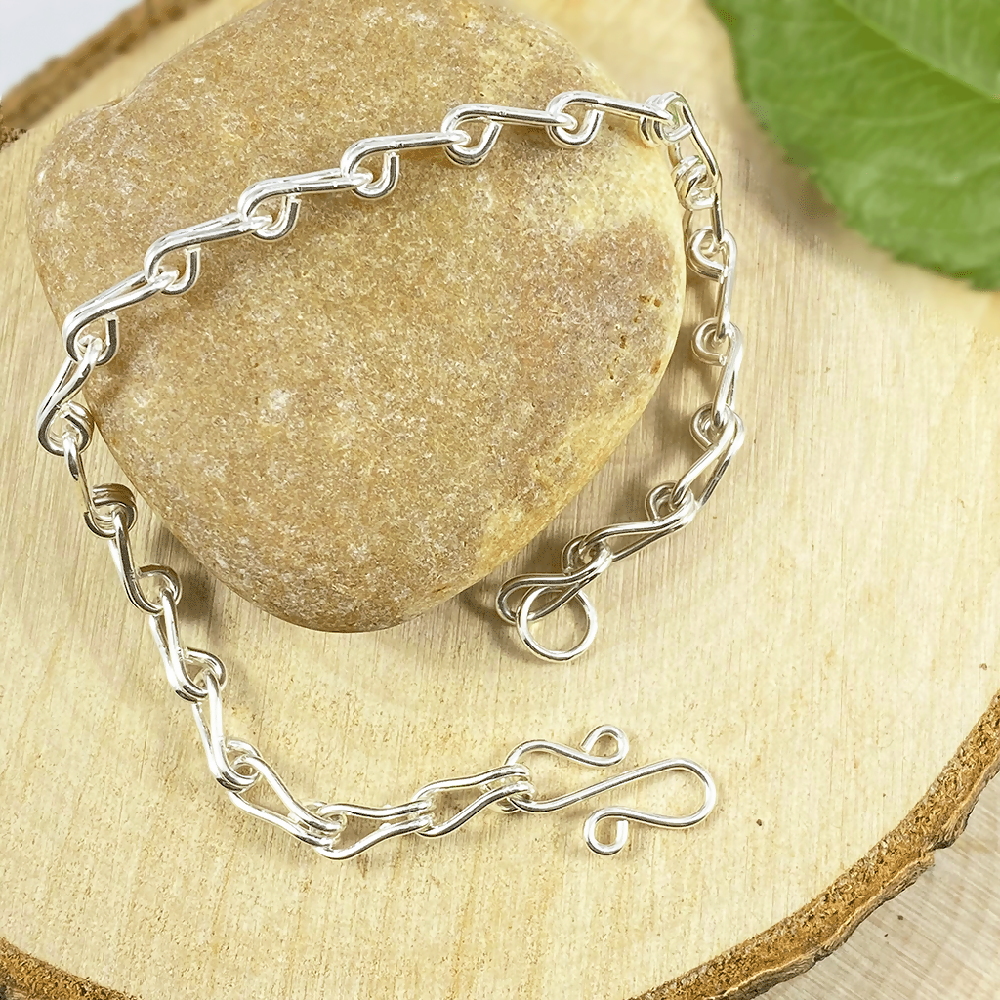 Sterling silver bracelet teardrop link chain_2_1024