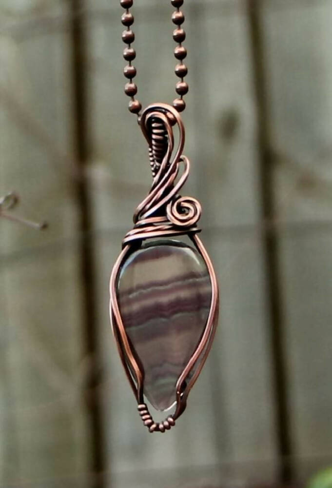 Rainbow Fluorite in Copper with chain
