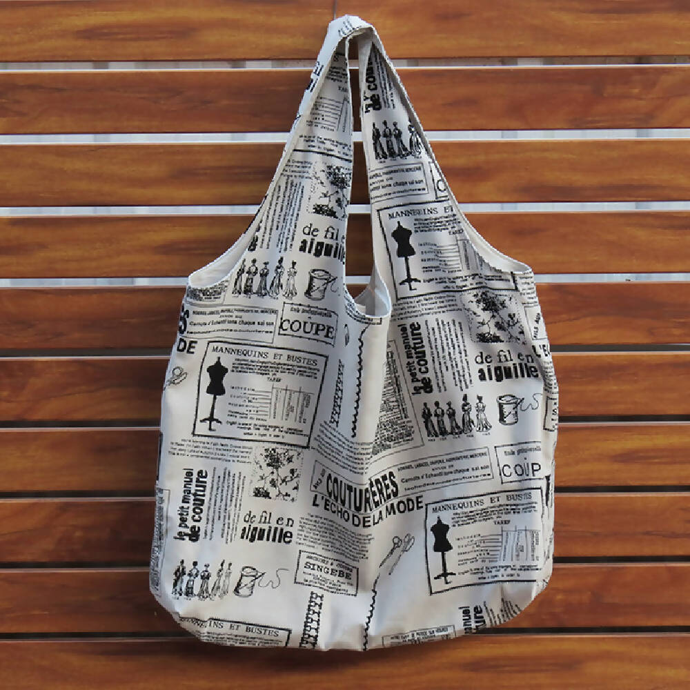 Market Bag, Tote, Carry All - Crafty Print - Reversible