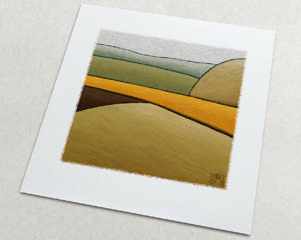 Abstract Green & Yellow Canola Field Art Print, Farm Landscape Painting